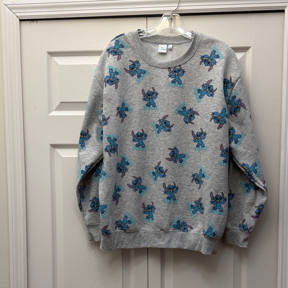 Disney Lilo&Stitch Gray and Blue Graphic Soft Sweatshirt